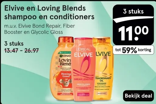 Aanbieding: Elvive en Loving Blends shampoo en conditione