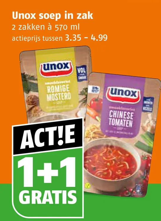 Aanbieding: Unox soep in zak