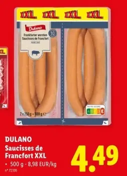 Offre: Saucisses de Francfort XXL