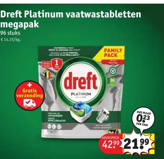 Promotie: Dreft Platinum vaatwastabletten megapak