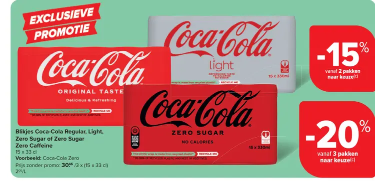 Promotie: Coca-Cola Regular, Light, Zero Sugar of Zero 