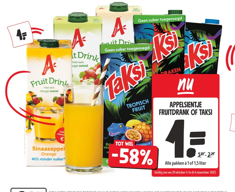 Aanbieding: Appelsientje Fruitdrank of Taksi