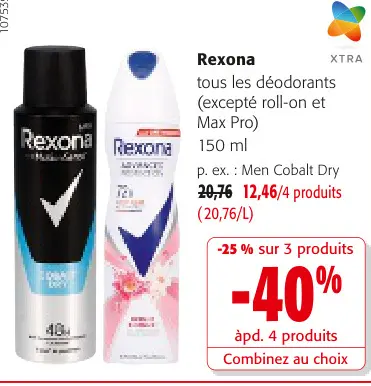 Offre: tous les déodorants (excepté roll-on et Max P