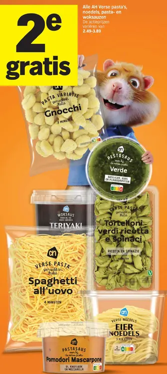 Aanbieding: AH Verse pasta's, noedels, pasta- en woksauzen