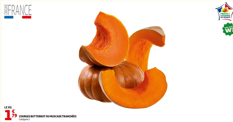 Promotie: Courges butternut ou muscade tranchées