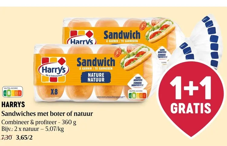 Promotie: Harrys Sandwiches met boter of natuur