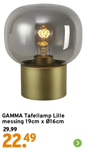 Aanbieding: Tafellamp Lille messing 19 cm x 16 cm diam.