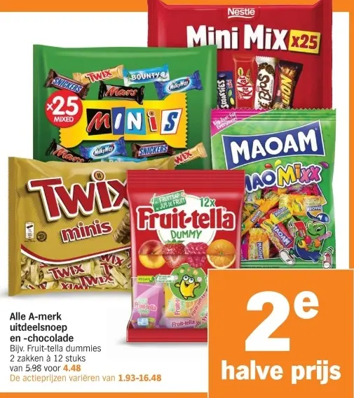Aanbieding: Alle A-merk uitdeelsnoep en -chocolade