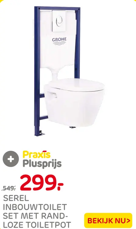 Aanbieding: Serel inbouwtoilet set met randloze toiletpot