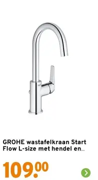 Aanbieding: GROHE wastafelkraan Start Flow L-size met hendel en waste chroom