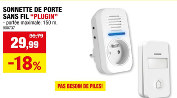 Offre: SONNETTE DE PORTE SANS FIL "PLUGIN"