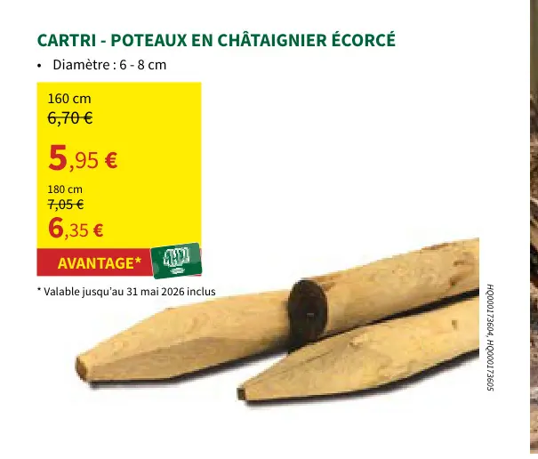 Offre: Poteaux en châtaignier écorcé