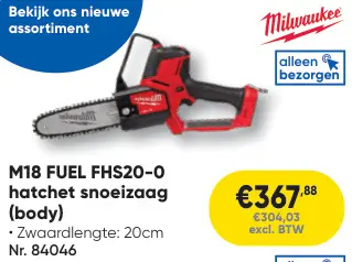 Aanbieding: M18 FUEL FHS20-0 hatchet snoeizaag (body)