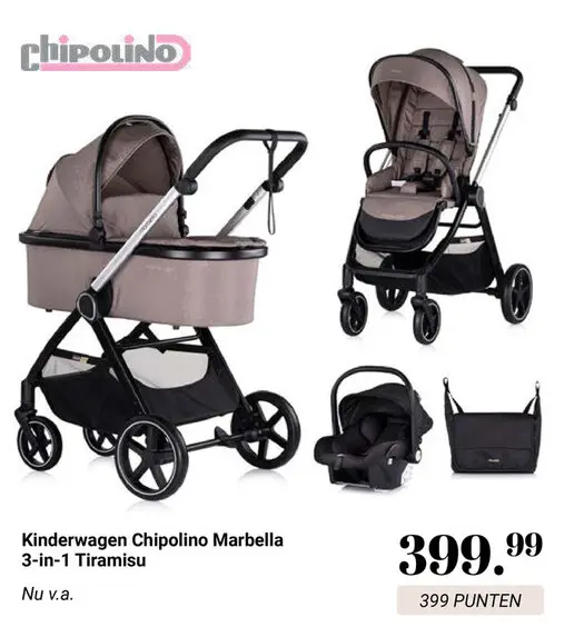 Aanbieding: Kinderwagen Chipolino Marbella 3-in-1 Tiramis