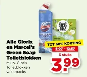 Aanbieding: Glorix en Marcel's Green Soap Toiletblokken