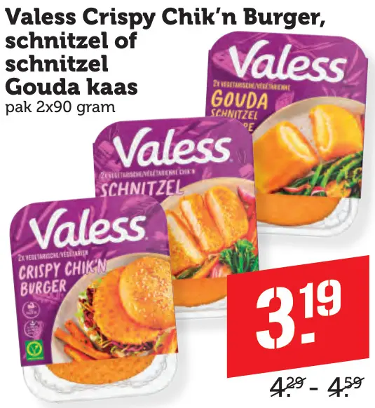 Aanbieding: Crispy Chik'n Burger, schnitzel of schnitzel Gouda kaas