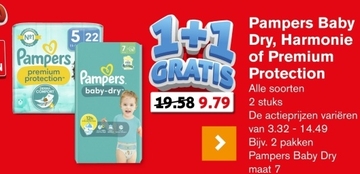 Aanbieding: Pampers Baby Dry, Harmonie of Premium Protect