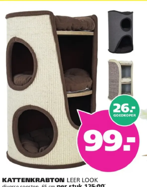 Aanbieding: Kattenkrabton leer look