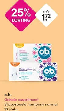 Aanbieding: o.b. Gehele assortiment