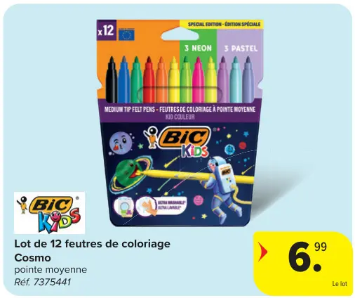 Offre: Lot de 12 feutres de coloriage Cosmo
