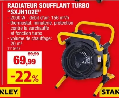 Offre: Stanley Turbo radiateur soufflant électrique 2000W