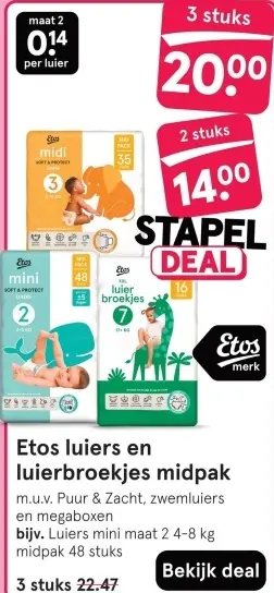 Aanbieding: Etos luiers en luierbroekjes midpak