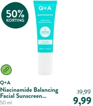 Aanbieding: Q+A Niacinamide Balancing Facial Sunscreen SPF50 - 50ml
