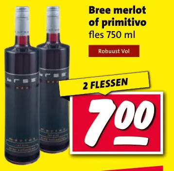 Aanbieding: Bree merlot of primitivo