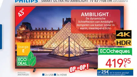 Promotie: SMART ULTRA HD AMBILIGHT TV 43"/108 cm
