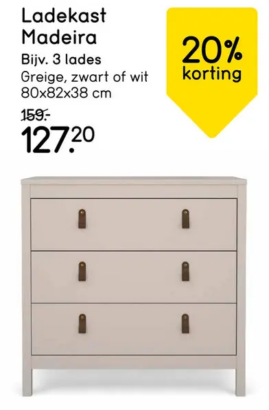 Aanbieding: Ladekast Madeira - greige - 80x82x38 cm