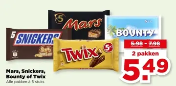 Aanbieding: Mars, Snickers, Bounty of Twix