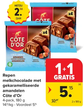 Aanbieding: Repen melkchocolade met gekaramelliseerde ama