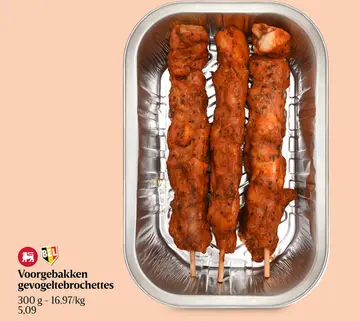 Aanbieding: Voorgebakken gevogeltebrochettes
