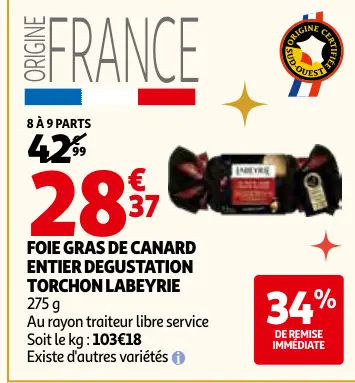 Aanbieding: Foie gras de canard entier degustation torcho
