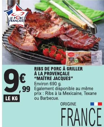 Offre: Ribs de porc à griller à la provençale