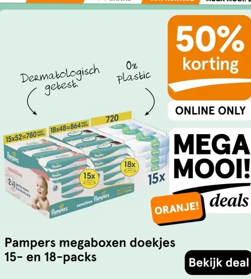 Aanbieding: Pampers megaboxen doekjes