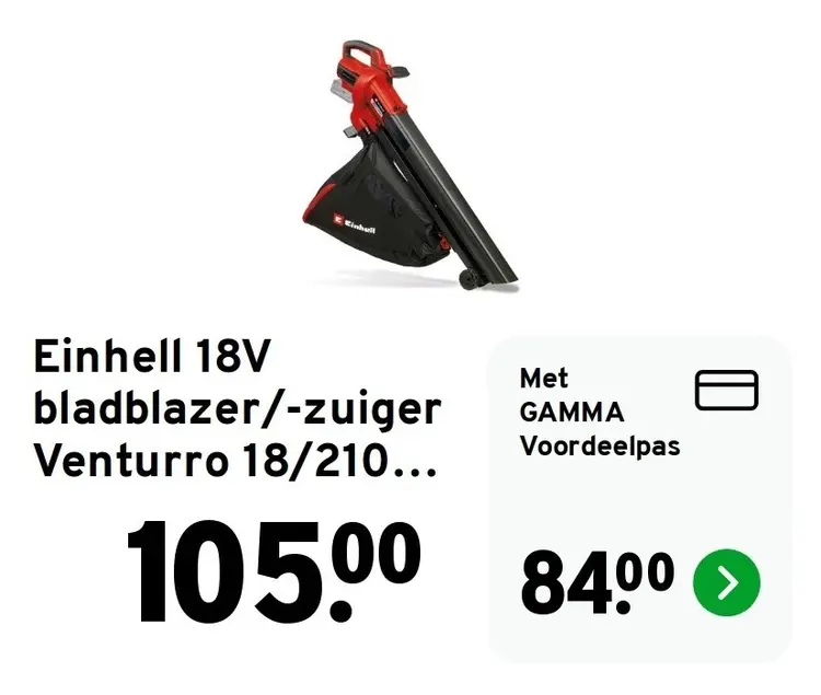 Aanbieding: Einhell 18V bladblazer/-zuiger Venturro 18/21