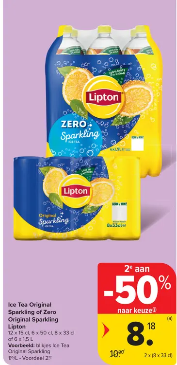 Promotie: Ice Tea Original Sparkling of Zero Original Sparkling Lipton