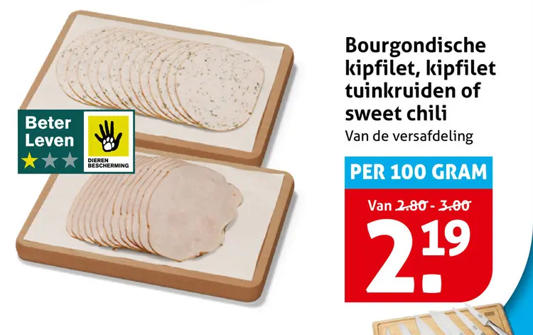 Aanbieding: Bourgondische kipfilet, kipfilet tuinkruiden of sweet chili