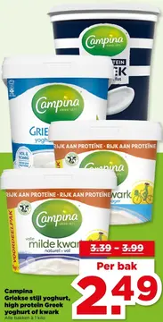 Aanbieding: Campina Griekse stijl yoghurt, high proteïn Greek yoghurt of kwark