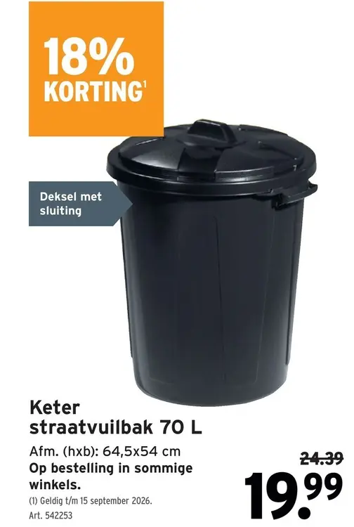 Promotie: straatvuilbak 70 L