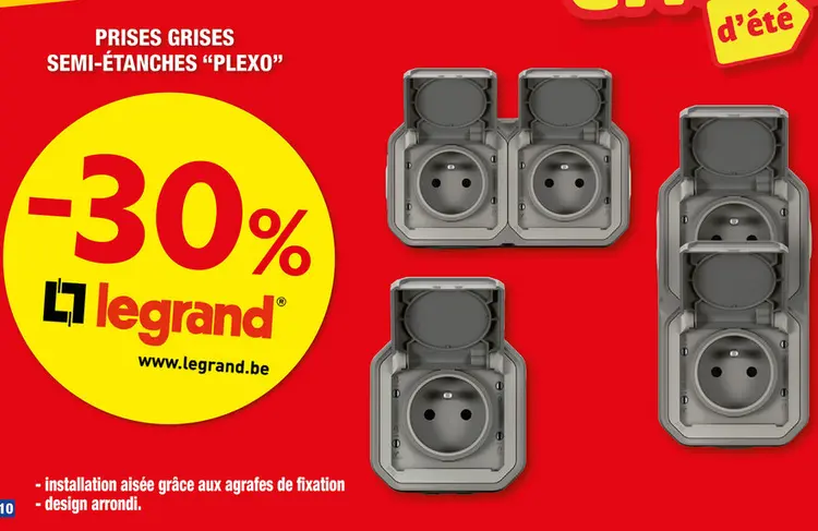 Offre: Prises grises semi-étanches "plexo"