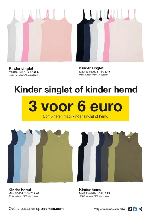 Aanbieding: Kinder singlet of kinder hemd