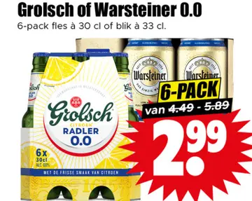 Aanbieding: Grolsch of Warsteiner 0.0
