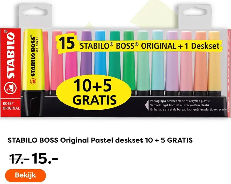 Aanbieding: BOSS Original Pastel deskset 10 + 5 GRATIS