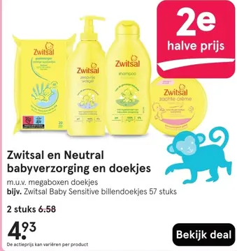 Aanbieding: Zwitsal en Neutral babyverzorging en doekjes