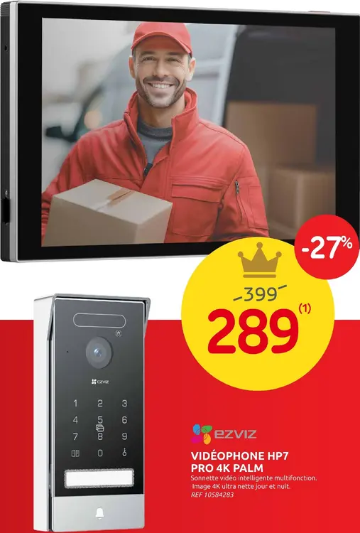 Offre: EZVIZ Vidéophone HP7 PRO 4K PALM