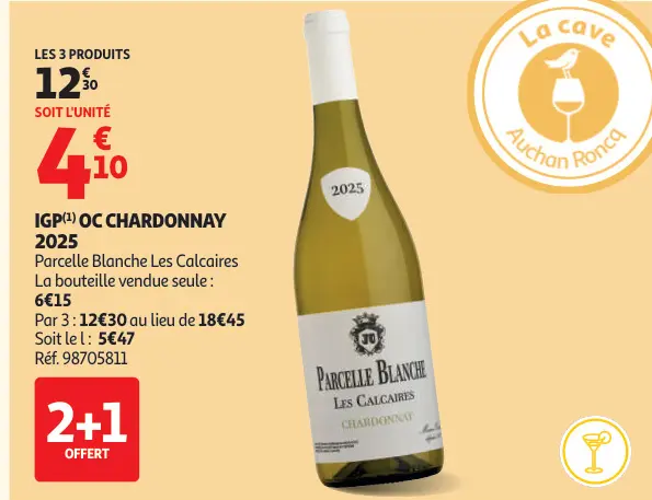 Offre: IGP OC CHARDONNAY 2025 Parcelle Blanche Les C