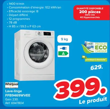 Offre: Lave-linge FFB9469WVEE