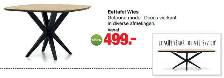 Aanbieding: Eettafel Wies Deens vierkant